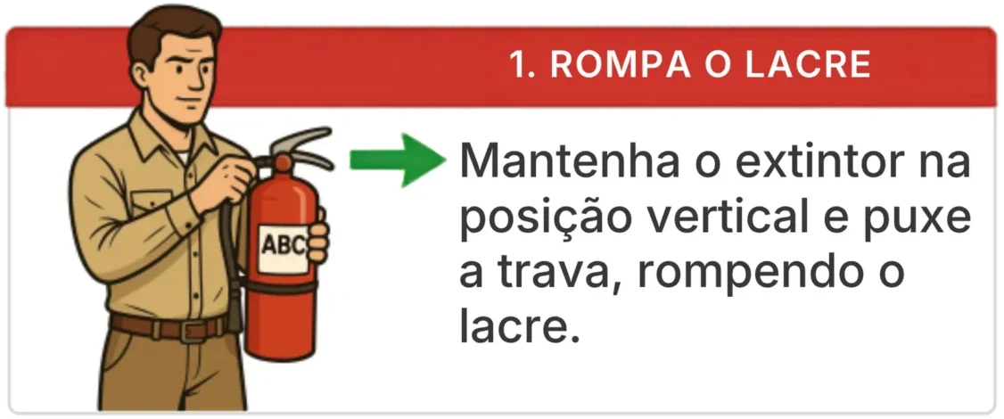 Passo 1: Rompa o lacre do extintor