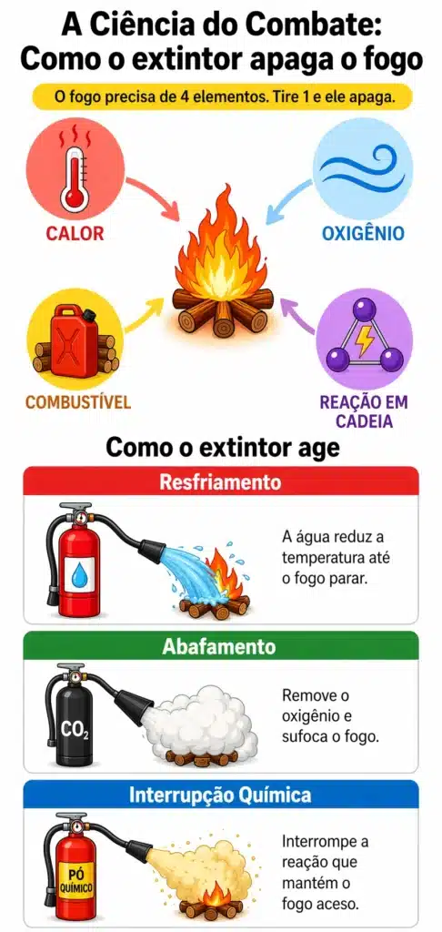 Como o extintor apaga o fogo