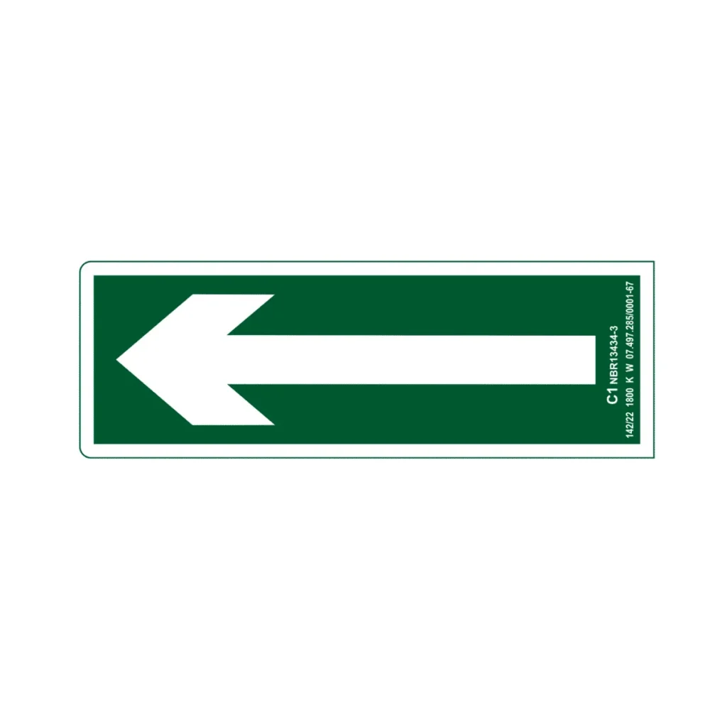 Placa C1 Rota de Fuga Rodapé Fotoluminescente