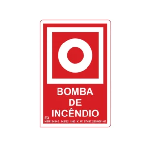 Placa de Sinalização de Emergência Bomba de Incêndio