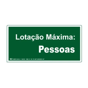 Placa de Sinalização Lotação Máxima M2