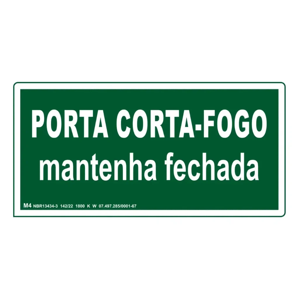 Placa M4 Porta Corta Fogo Fotoluminescente