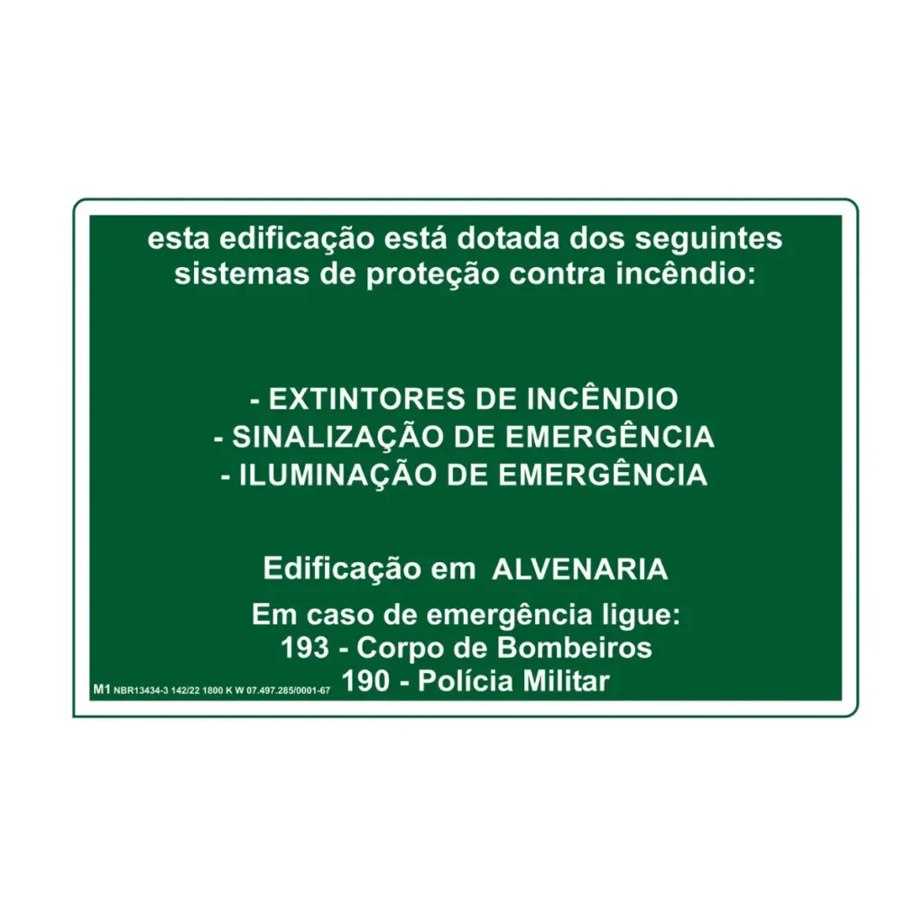Placa M1 Edificação Fotoluminescente