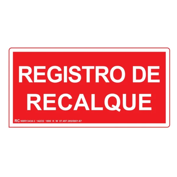 Placa de Sinalização Registro de Recalque