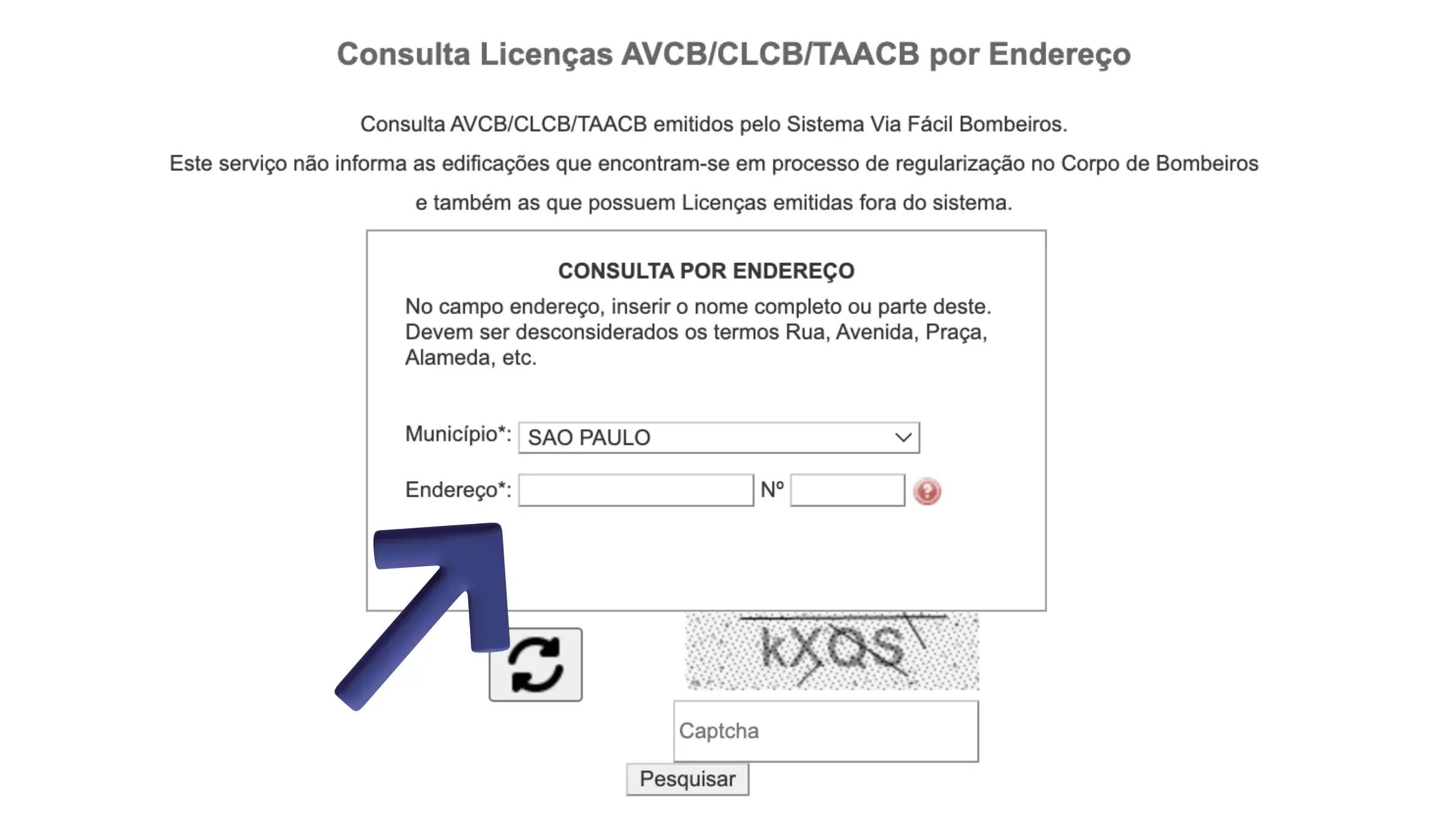 Consulta AVCB por Endereço