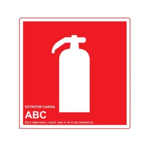 Placa de Sinalização Extintor Pó Químico ABC Fotoluminescente