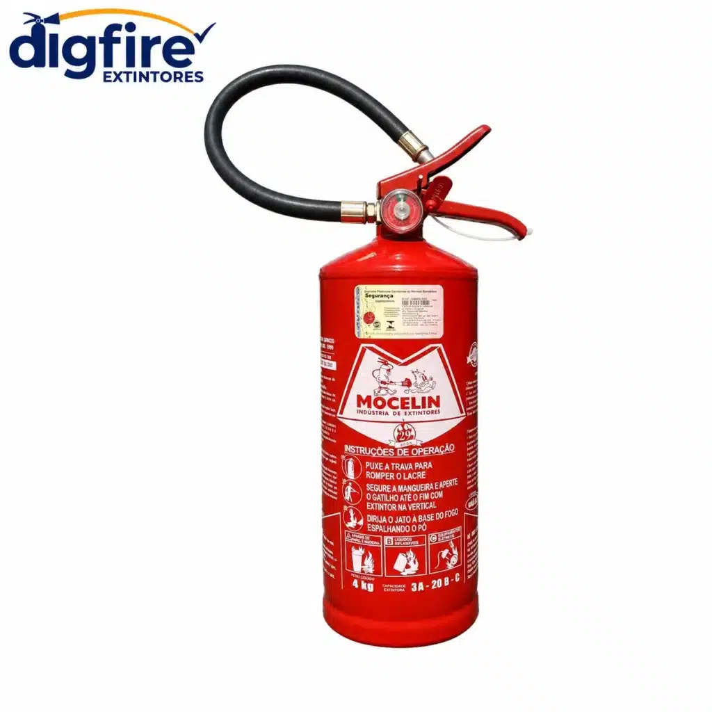 Extintor ABC 4kg Carga 5 Anos - 2A-20BC com apresentação frontal