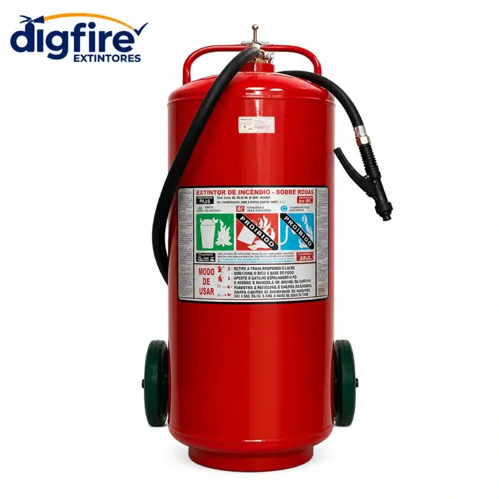 Extintor Carreta Água Pressurizada 75L para identificação do produto