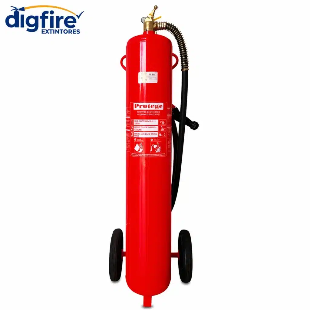 Extintor Carreta PQS BC 20Kg - 80BC com detalhes do equipamento