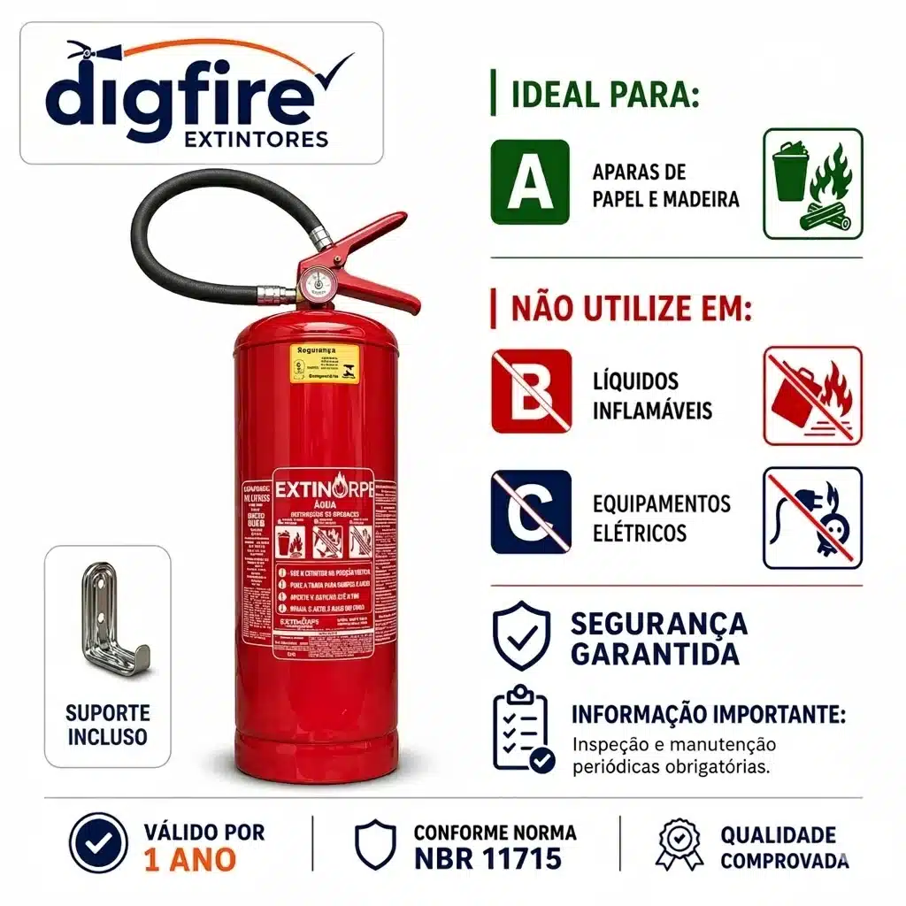 Extintor de Água Pressurizada 10L - 2A para identificação do produto