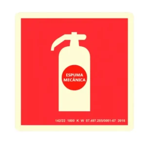 Placa de Sinalização Extintor Espuma Mecânica Fotoluminescente