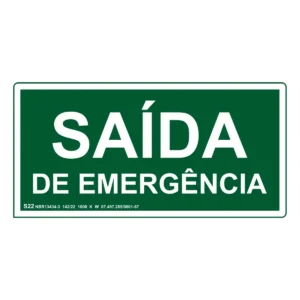 Placa de Sinalização Saída de Emergência Fotoluminescente