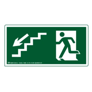 Placa de Sinalização Escada Desce para Esquerda Fotoluminescente