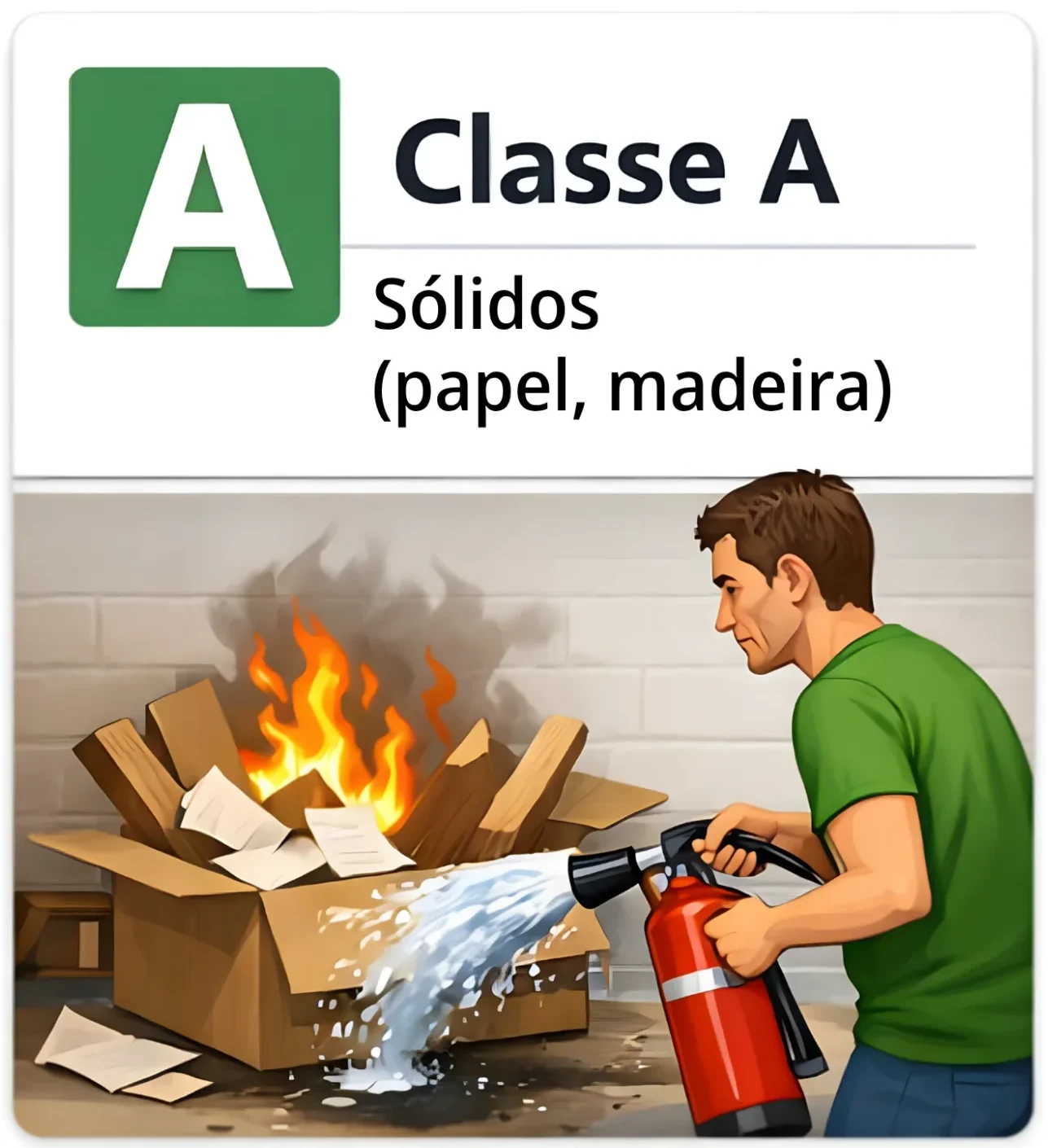 Incêndio classe A em materiais sólidos como madeira papel e tecidos