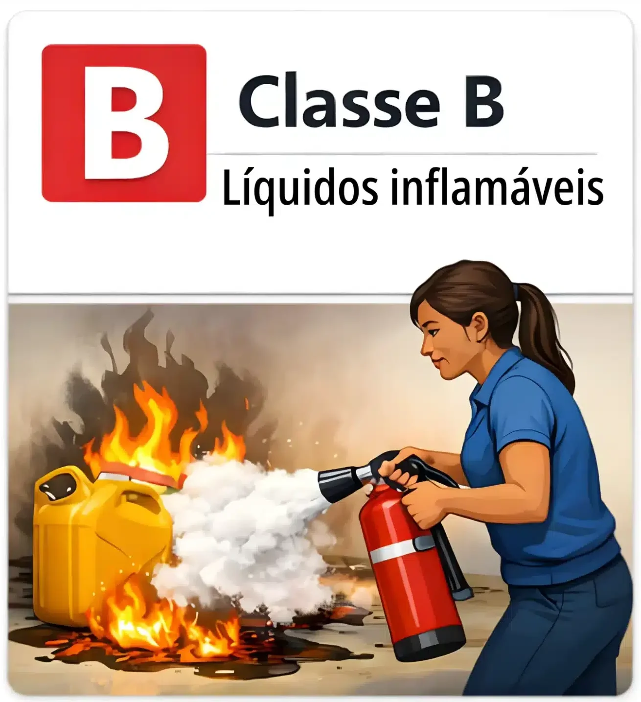 Incêndio classe B em líquidos inflamáveis como gasolina álcool e solventes