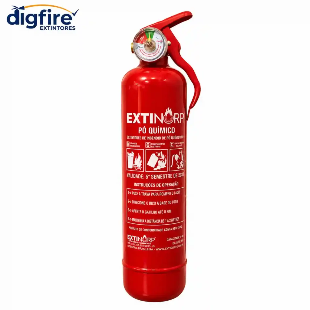 Extintor veicular 1kg ABC de corpo fino universal com manômetro