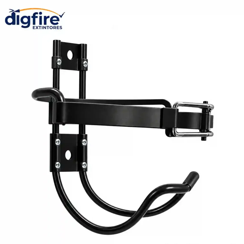 Suporte extintor veicular gordinho 1 kg com pintura preta e cinta larga