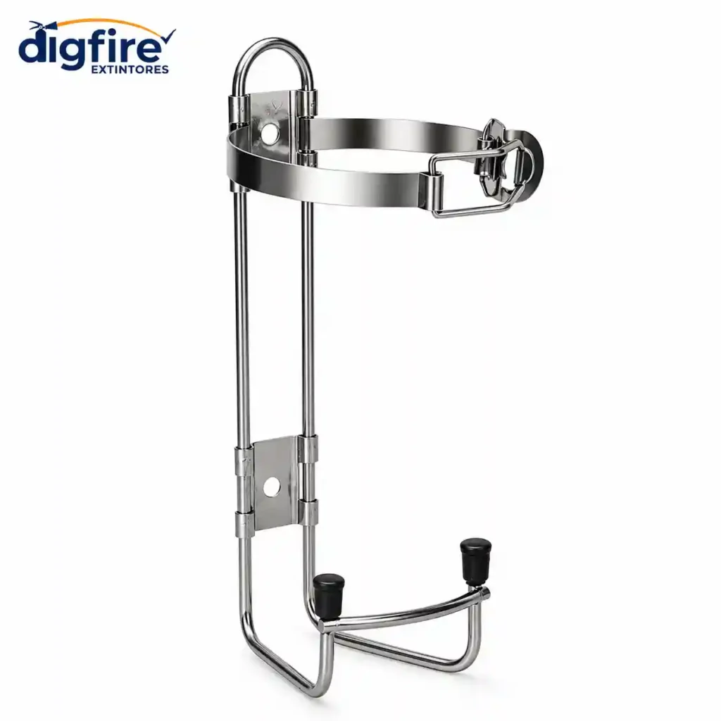Suporte extintor veicular 1 kg universal cromado com cinta articulada