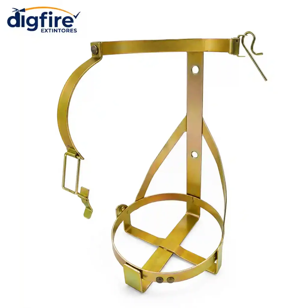 Suporte veicular para extintor 8kg dourado reforçado com contrapino de segurança