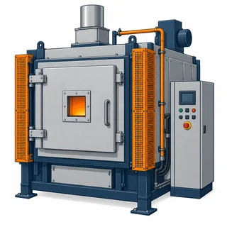 Forno industrial protegido com controle externo, representando a NR 14.