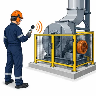 Medição de ruído próximo a equipamento industrial, tema da NR 15.