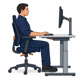 Pessoa em posto de trabalho ajustável ilustra a ergonomia da NR 17.